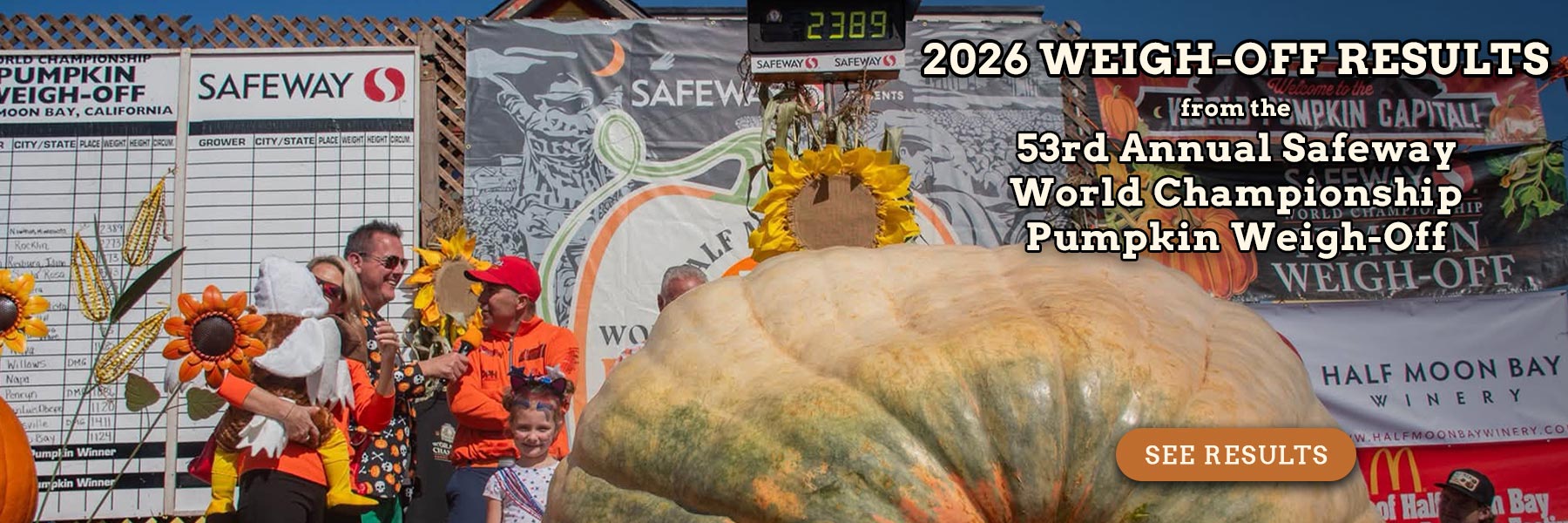 2026 Safeway World Championship Pumpkin Weigh-Off Results - click for details